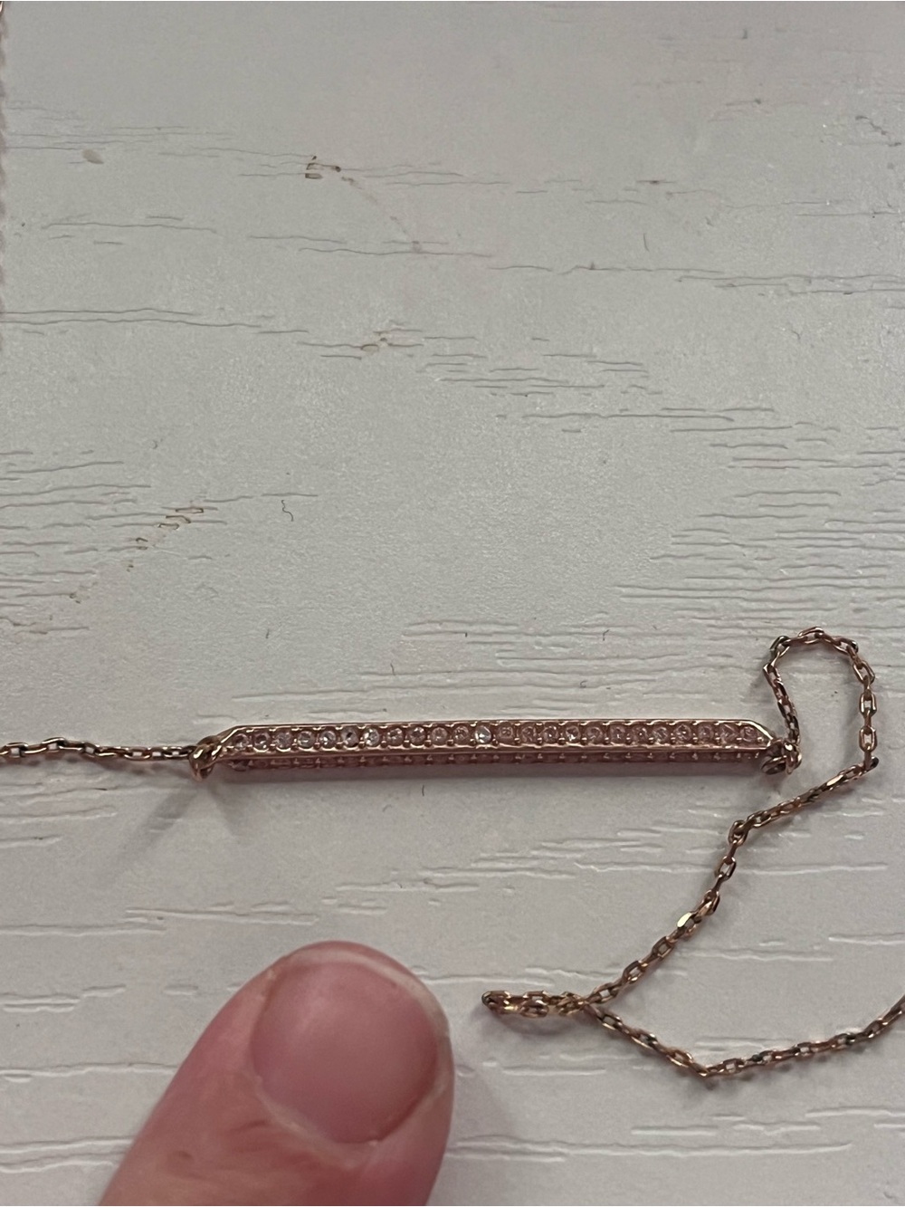 Kate Spade, Rose Gold Bar Necklace with Pavé Crystals - Women Jewelry